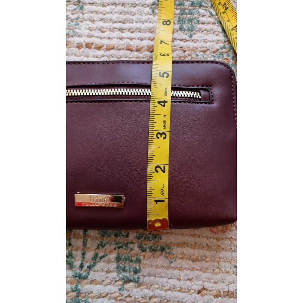 Trina Turk NWT Wristlet‎ Clutch Bordeaux Zip Pouch Gold Hardware - Picture 10 of 10